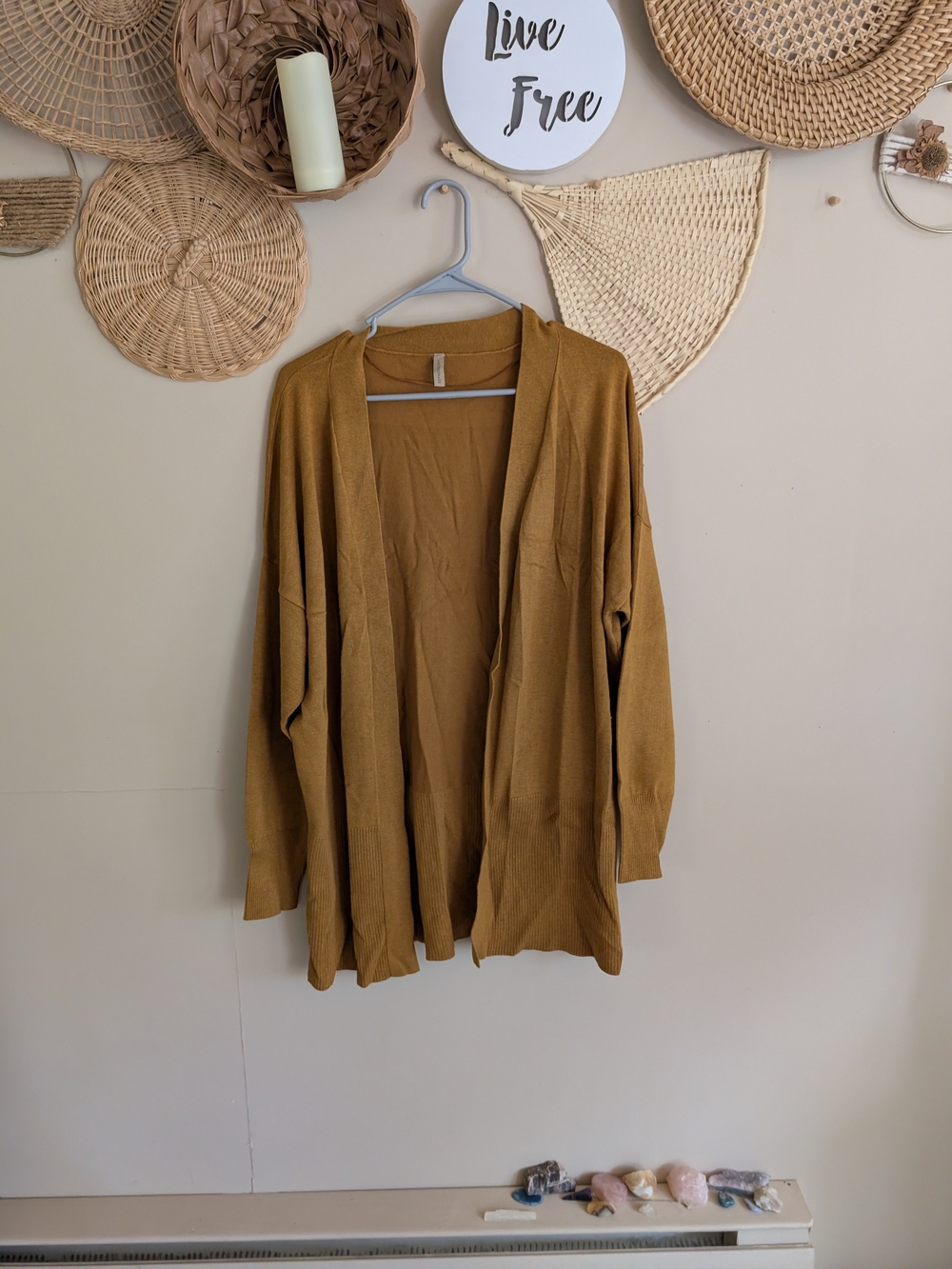 Soyaconcept Open Front Long Sleeve Knit Cardigan Mustard Gold XL
